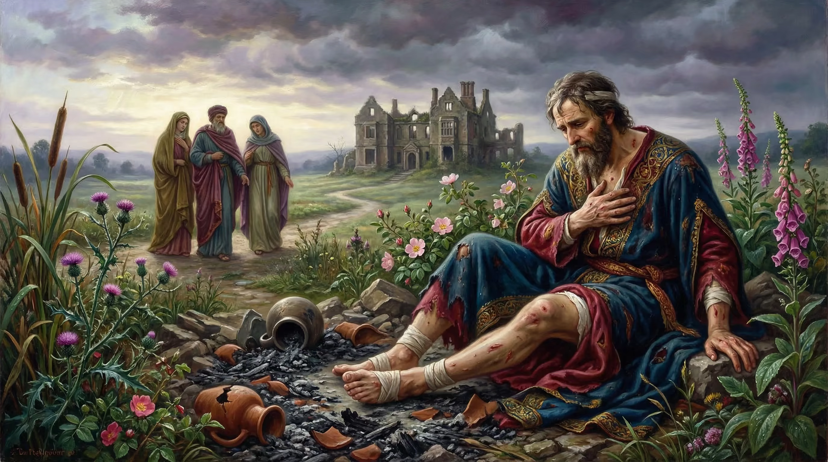 Book of Job - Bible Art in Pre Raphaelite Style