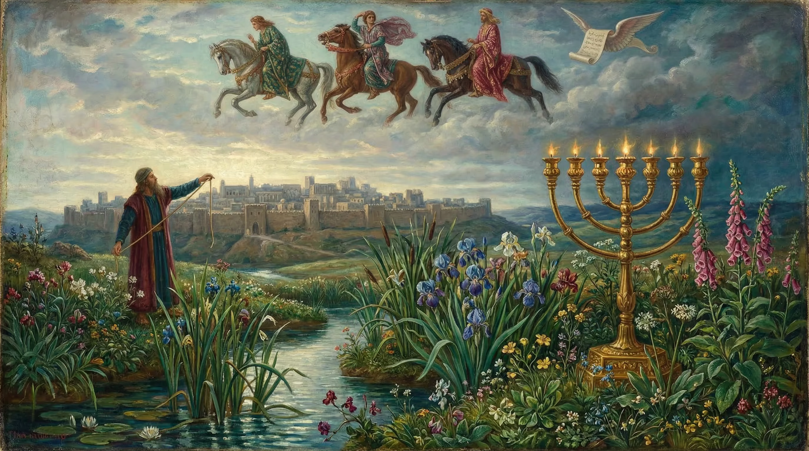 Book of Zechariah - Bible Art in Pre Raphaelite Style