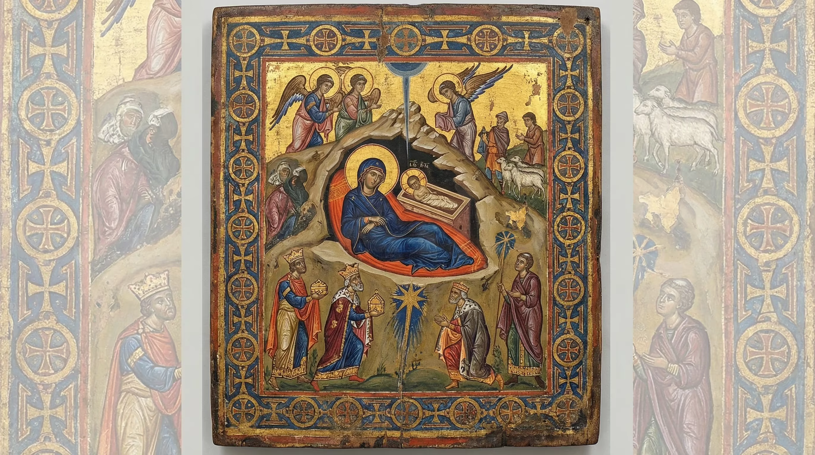 Birth of Jesus - Biblical Painting in Byzantine Orthodox Style