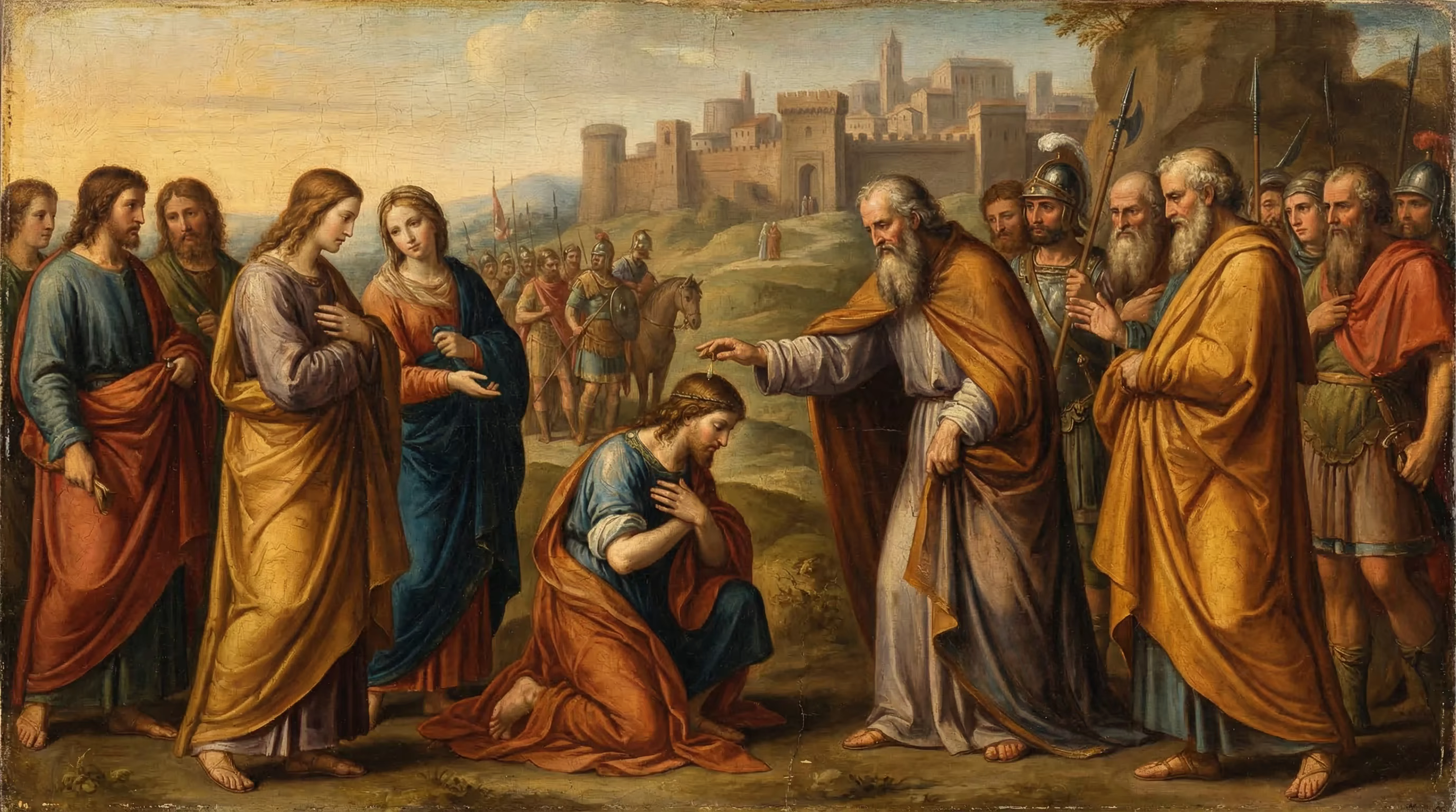 David Becomes King - Biblical Painting in Italian Renaissance Style