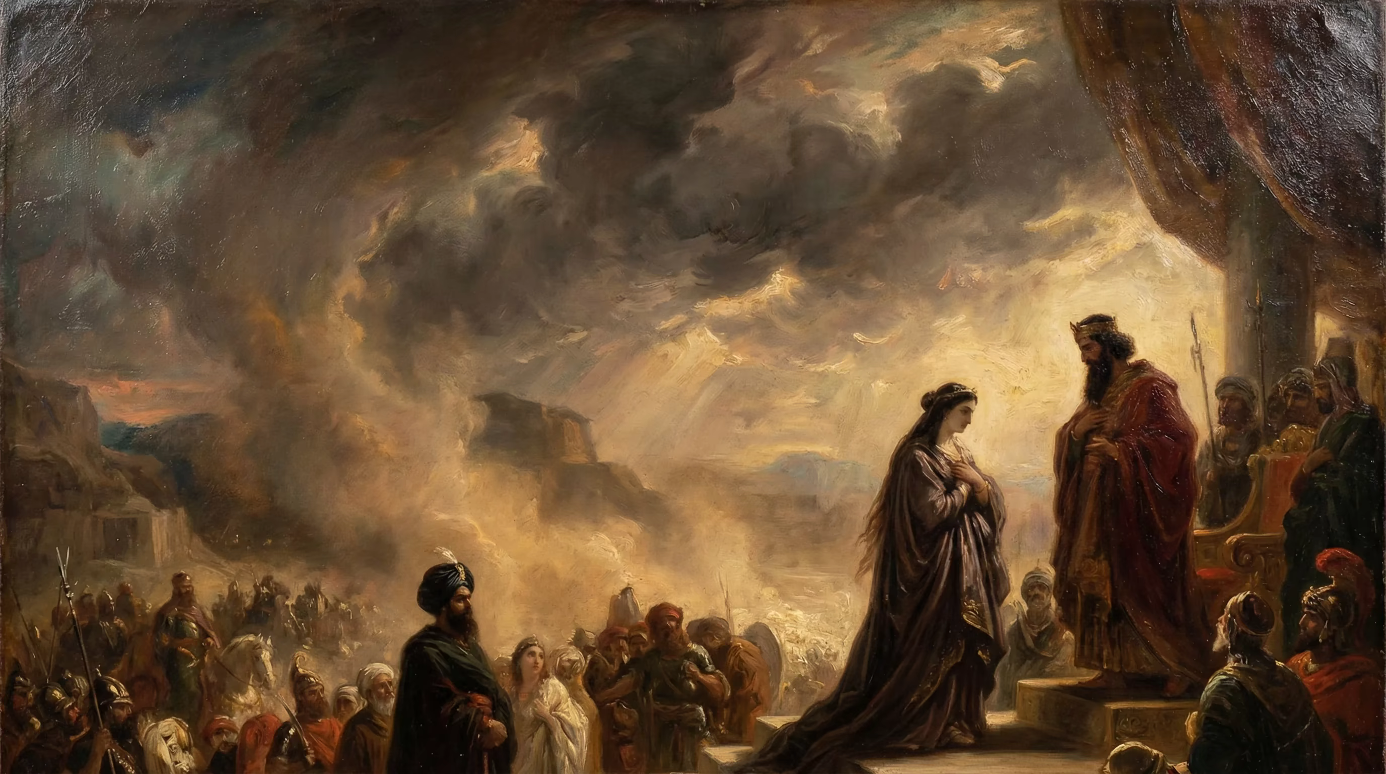 Esther Saves Her People - Biblical Painting in Romantic Period Style