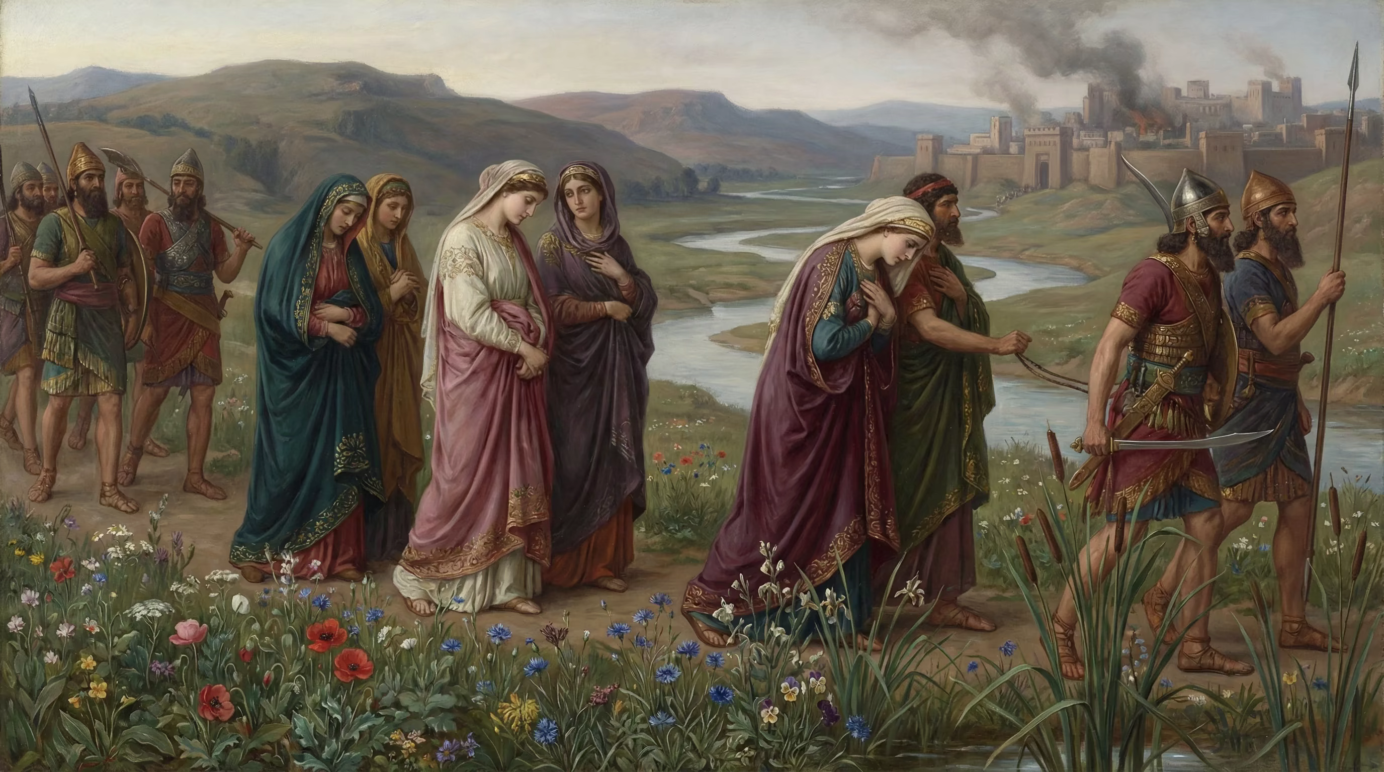 Fall of Northern Israel (Assyria) - Biblical Painting in Pre Raphaelite Style