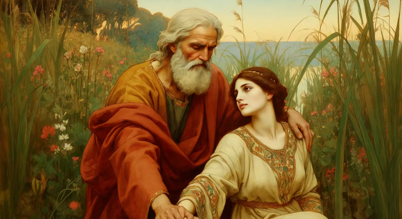 God's Covenant with Abraham - Biblical Painting in Pre Raphaelite Style