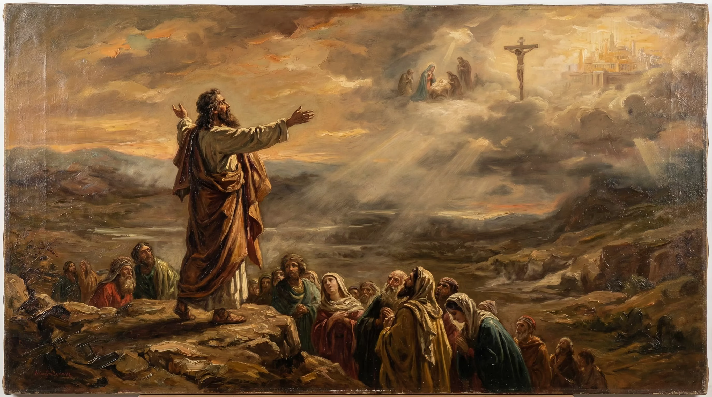 Isaiah's Messianic Prophecies - Biblical Painting in Romantic Period Style