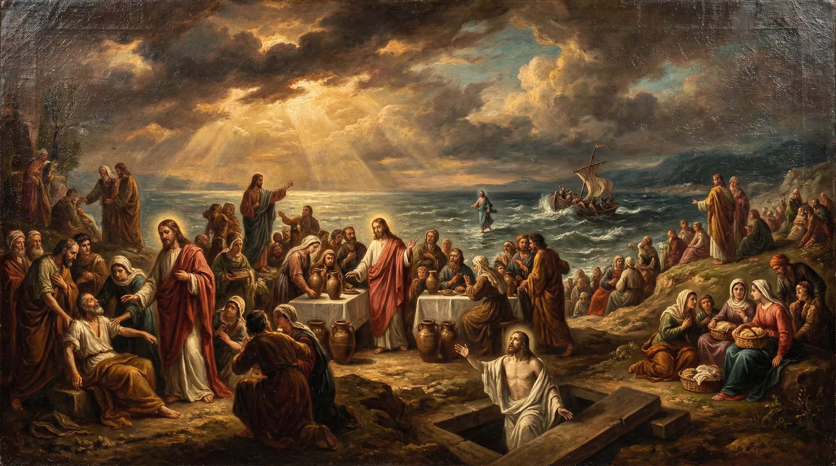 Miracles of Jesus - Biblical Painting in Romantic Period Style