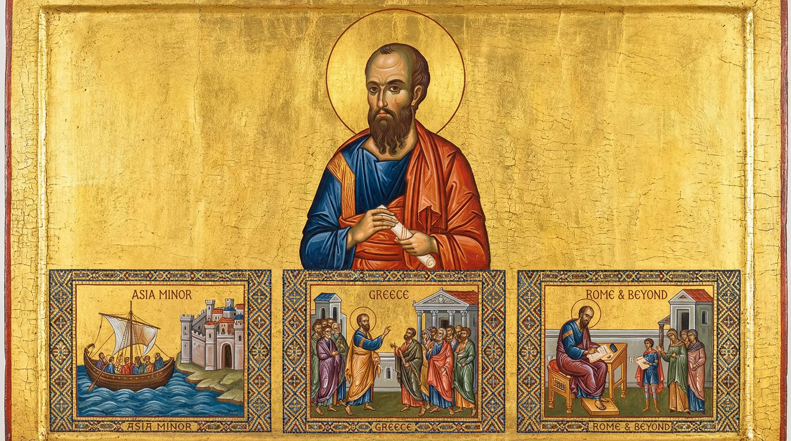 Paul's Missionary Journeys - Biblical Painting in Byzantine Orthodox Style