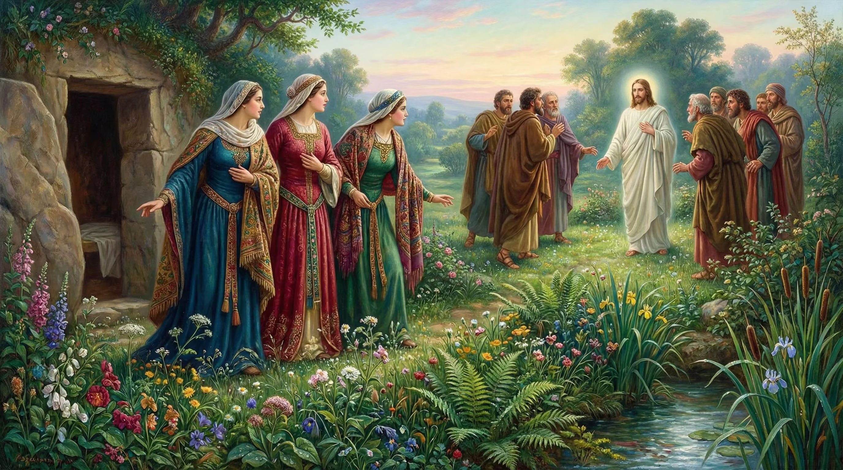 Resurrection of Jesus - Biblical Painting in Pre Raphaelite Style