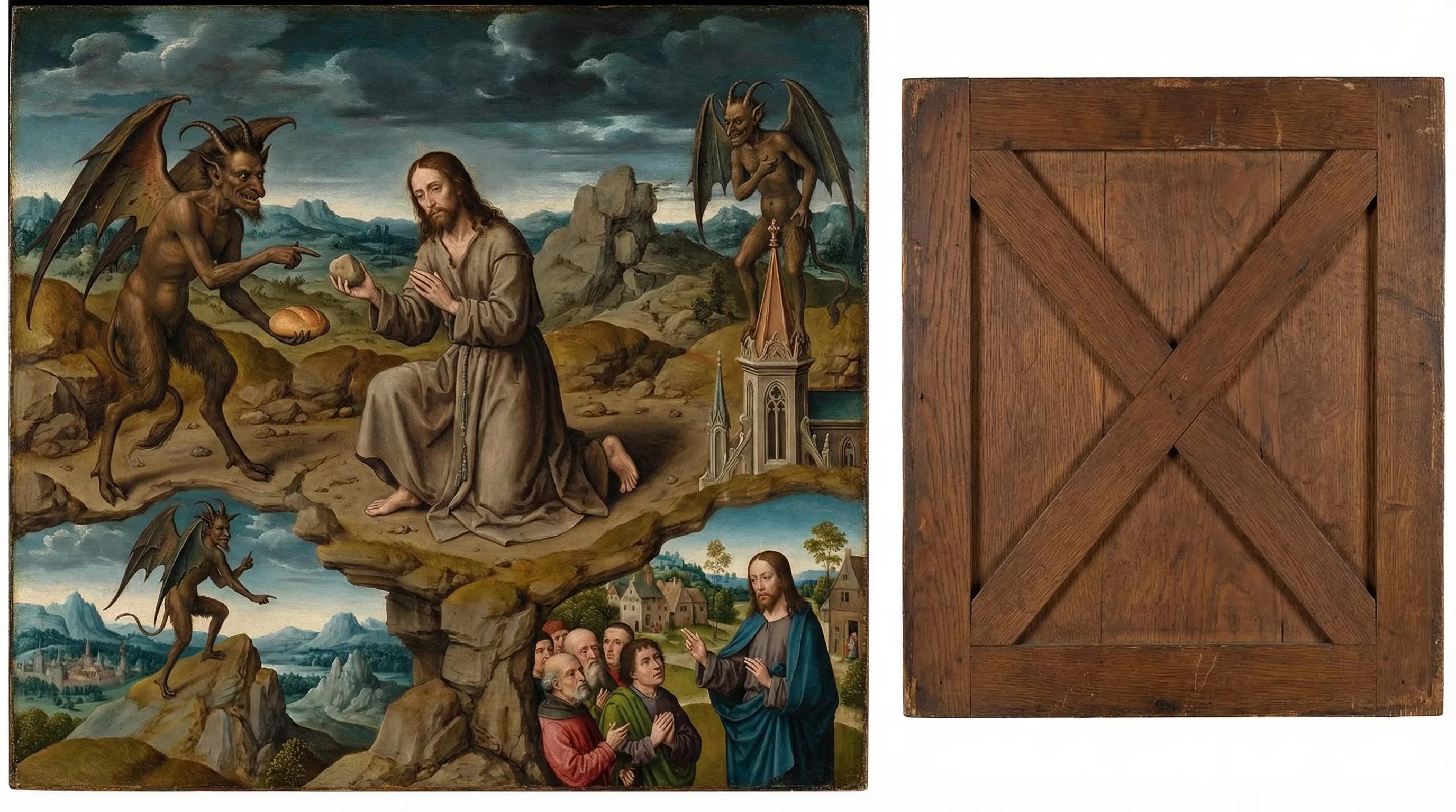Temptation in the Wilderness - Biblical Painting in Northern Renaissance Style