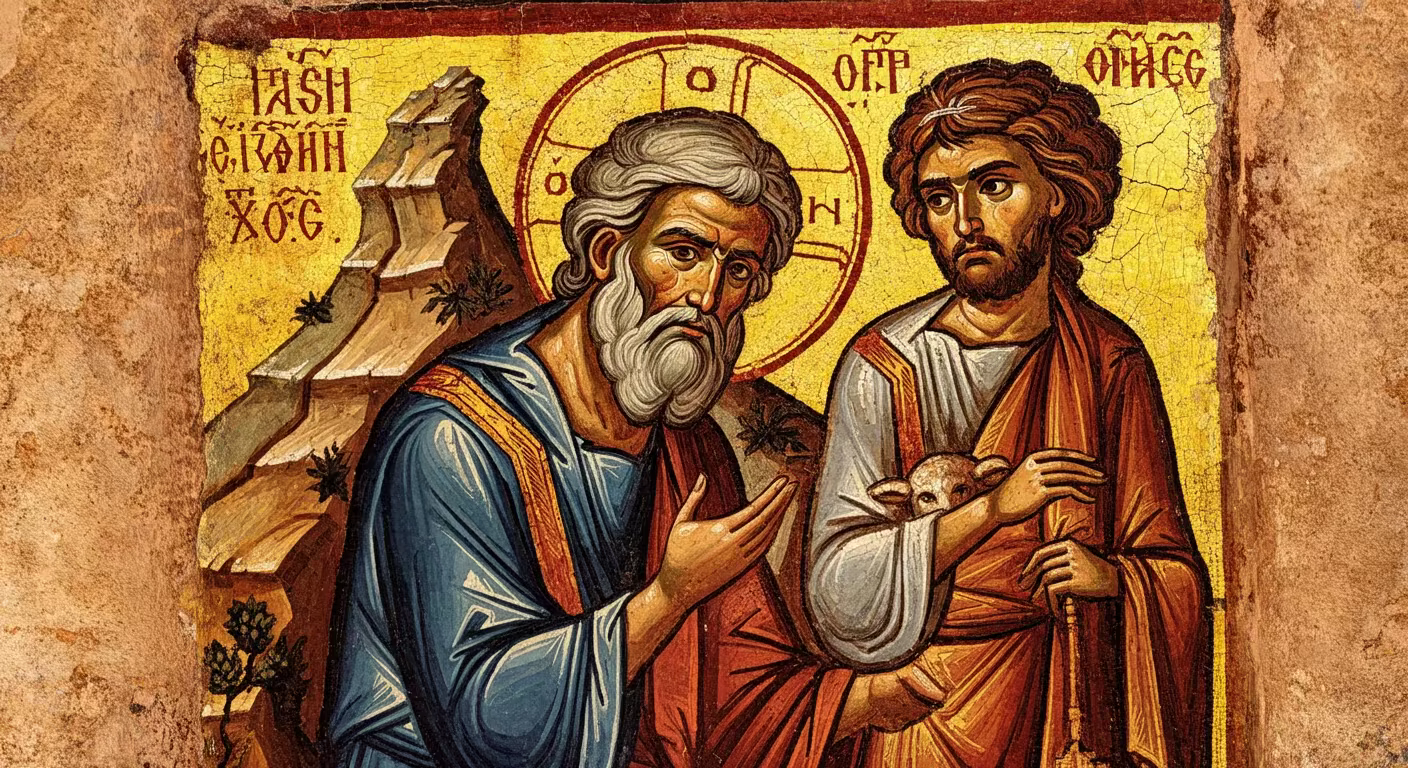 The Binding of Isaac - Biblical Painting in Byzantine Orthodox Style