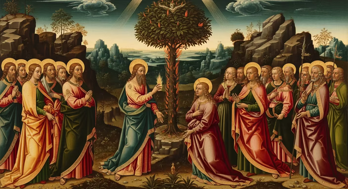 The Burning Bush - Biblical Painting in Northern Renaissance Style