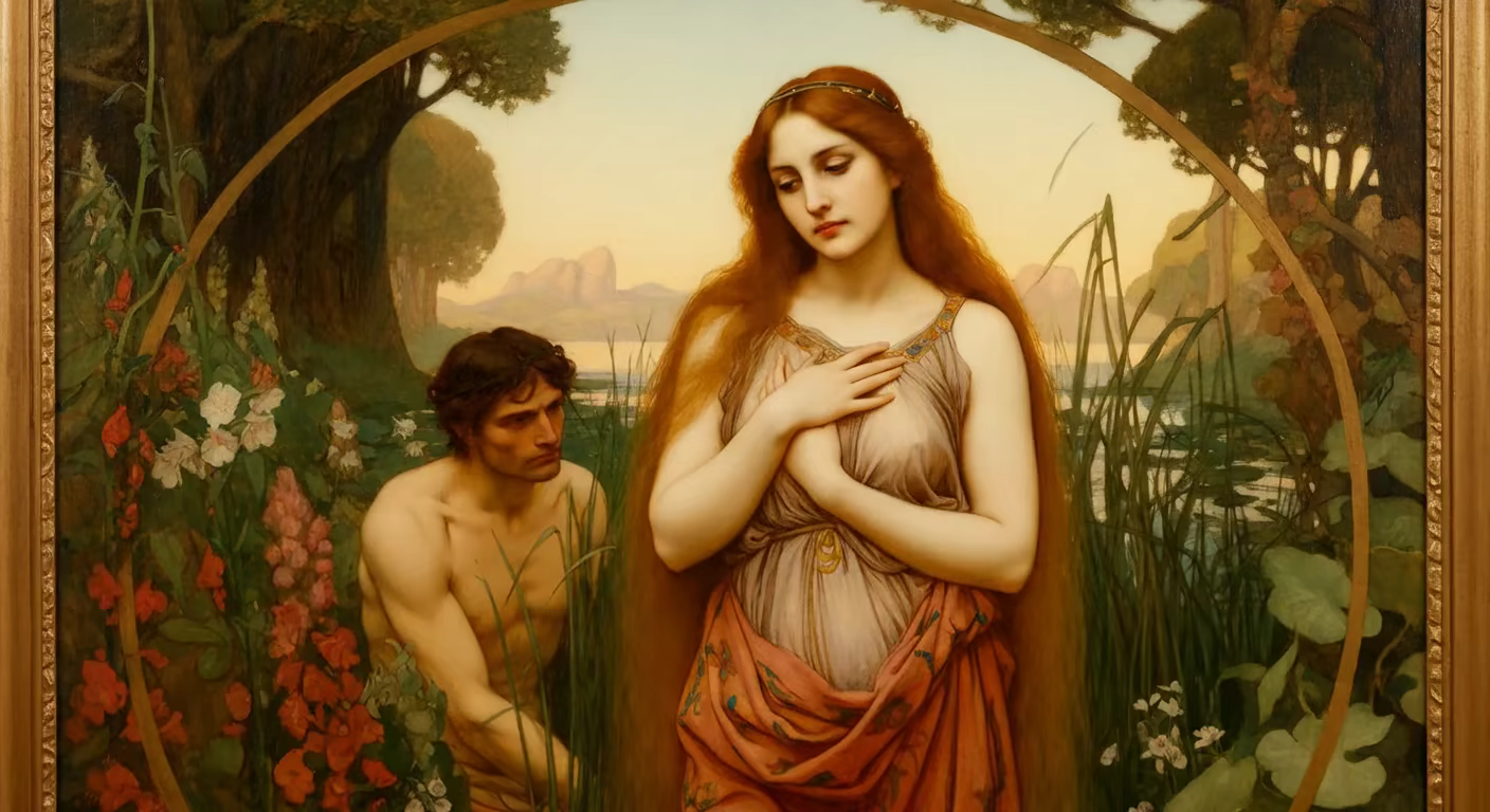 The Fall of Man - Biblical Painting in Pre Raphaelite Style