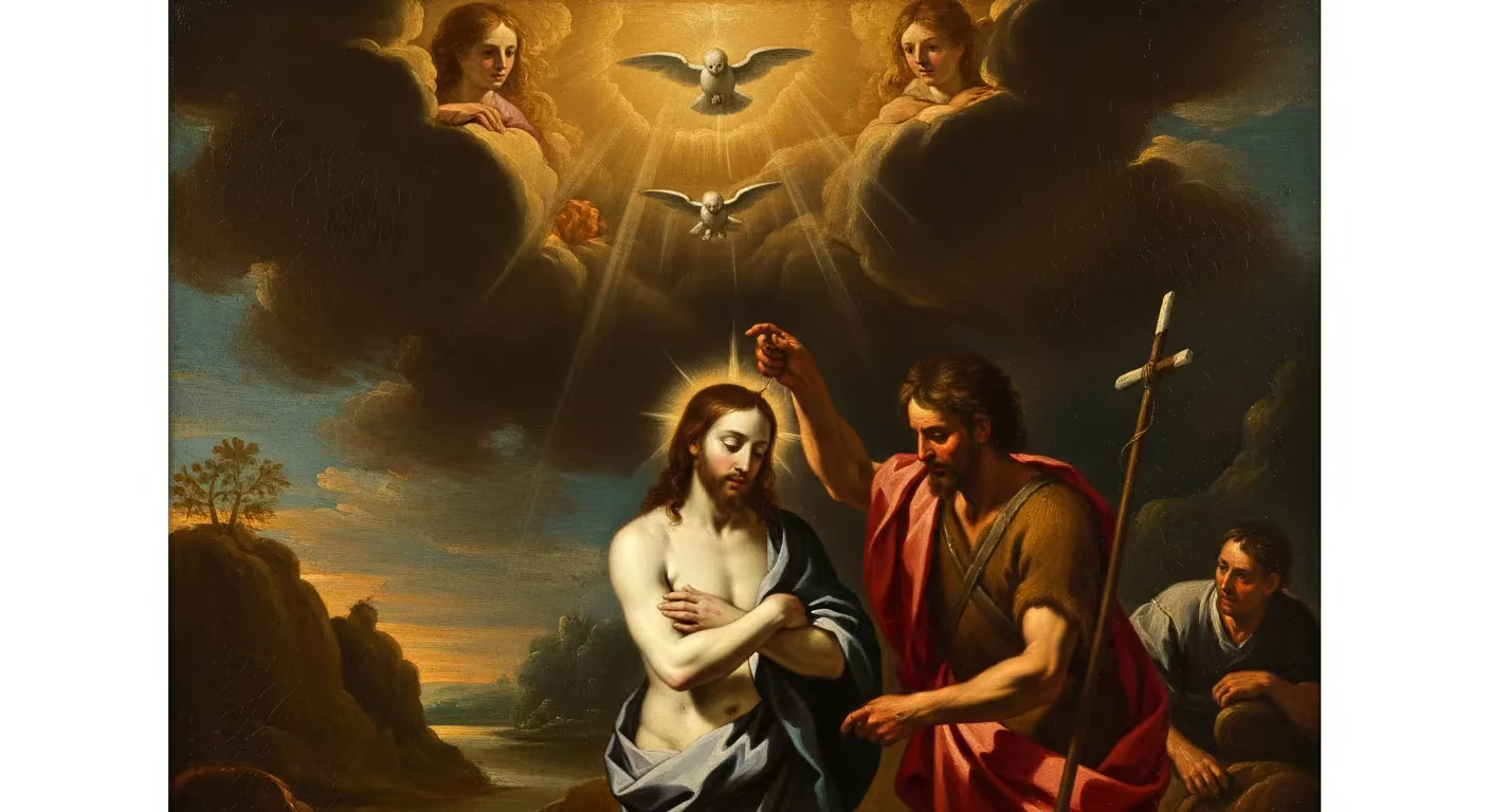 Bible Baptism - Painting in Baroque Drama Style