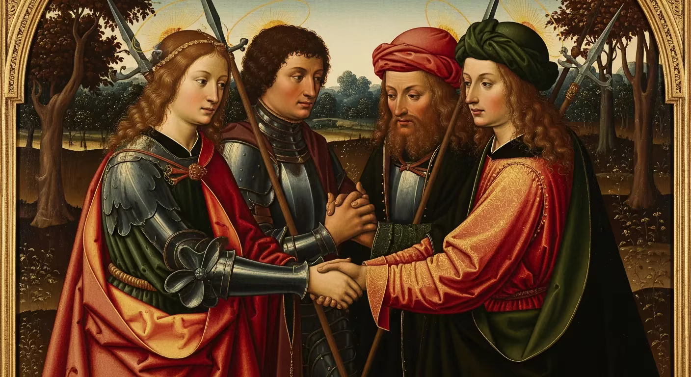Bible Friendship - Painting in Northern Renaissance Style