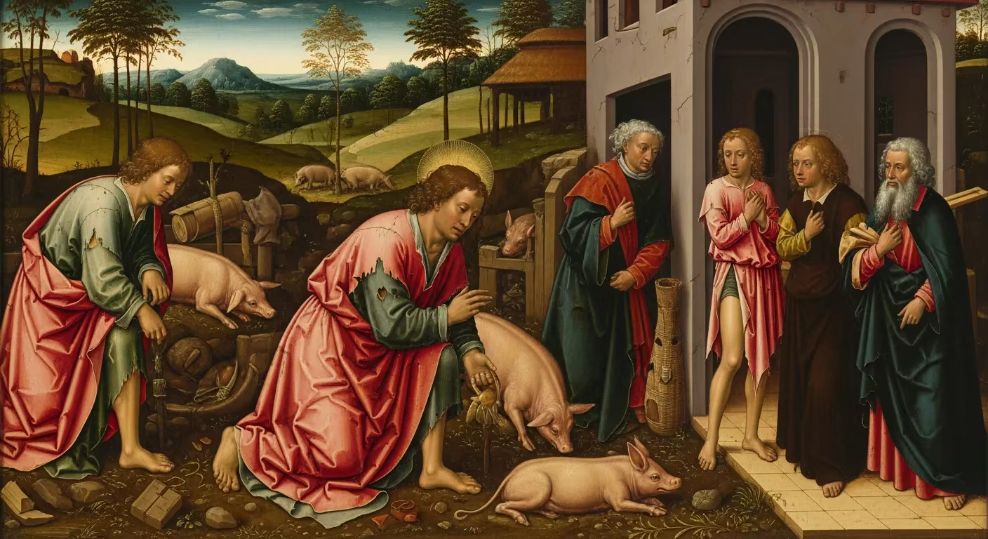 Bible Repentance - Painting in Northern Renaissance Style