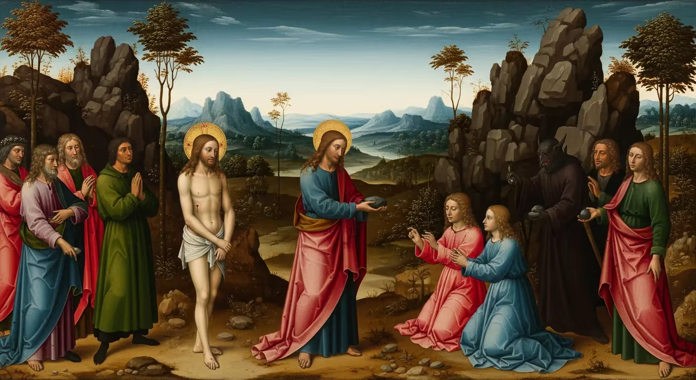 Bible Temptation - Painting in Northern Renaissance Style